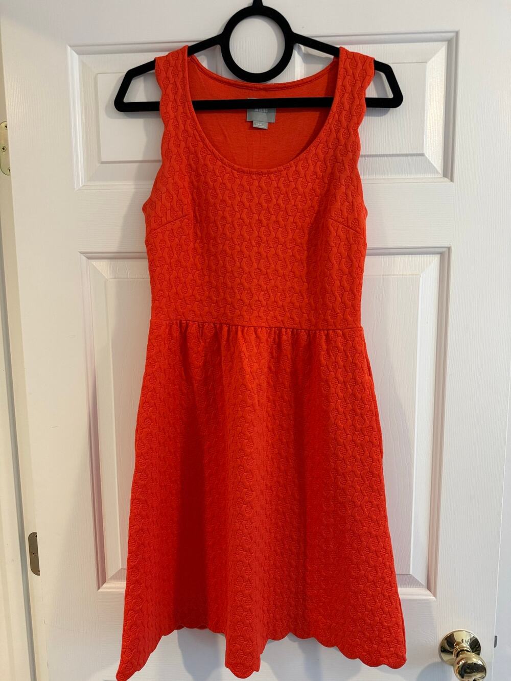 Maeve Caye Scalloped Dress from Anthropologie - small, coral